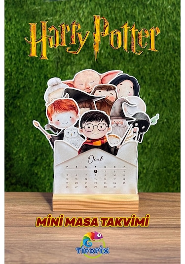 Harry Potter Temalı Ahşap Standlı Masa Takvimi 2026 Masa Takvimi