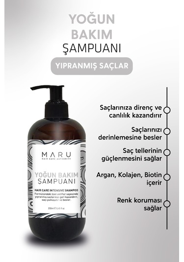Maru Yoğun Onarıcı Yıpranmış Saçlar Için Saç Bakım Şampuan 250 M