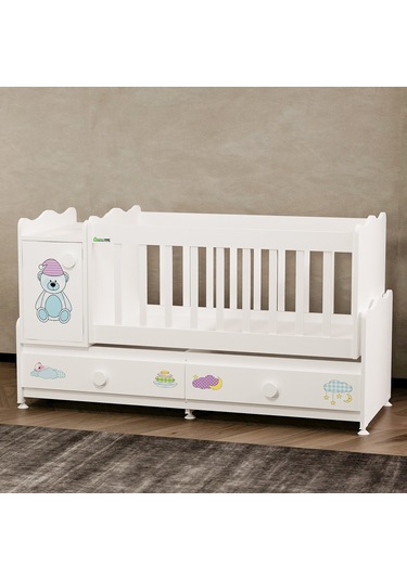 Garaj Home Pırlanta Uykucu Uzayan Dolaplı Beşik Beyaz