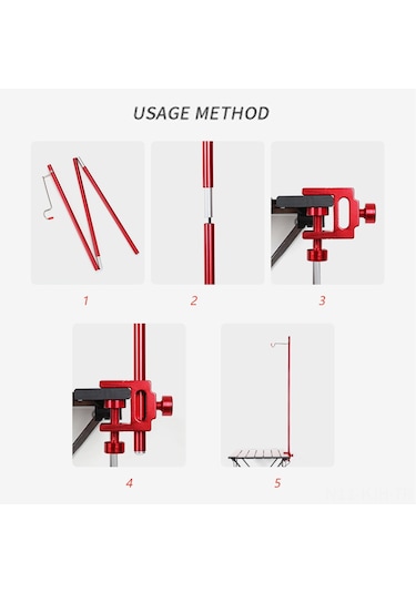 Jeehugo Alüminyum Çıkarılabilir Fener Tutucu, Üç Bölümden Katlanabilir, Masa Kenarı Ve Toprakta Sabitlenir, Kırmızı Renk Çift Kanca + Toprak Çivi Kırmızı