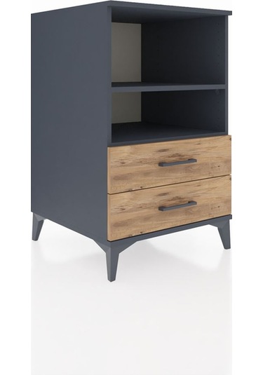Kronos Komodin 2 Raflı 2 Çekmeceli 60x59x96 Antrasit-çam Antrasit