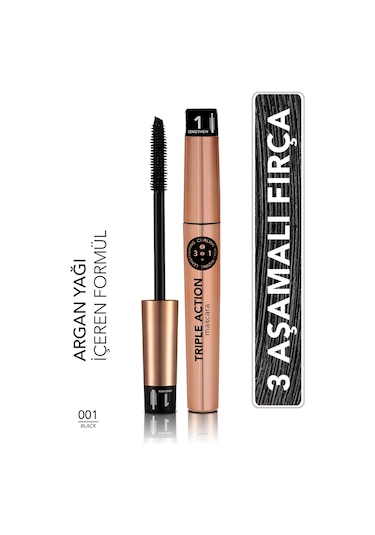 Flormar Triple Action Ayarlanabilen Fırçalı Maskara 001 (Siyah)