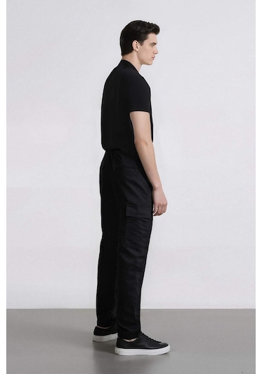 DeFacto Regular Gabardin Jogger Pantolon Kargo Cepli Beli Paçası Lastikli C9163AX25SPBK81