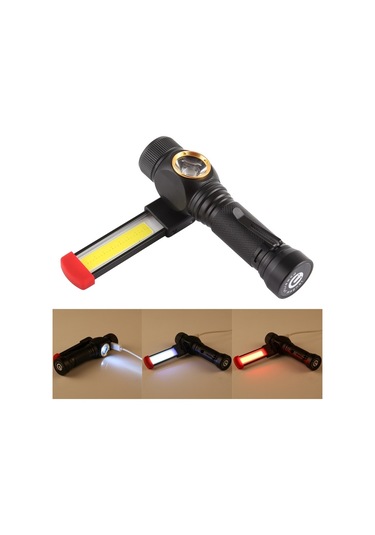 Sones W550 10w 800lm Usb Şarj T6 + Cob Ipx6 Su Geçirmez Güçlü Led El Feneri 5 Modlu Çalışma Lambası Siyah