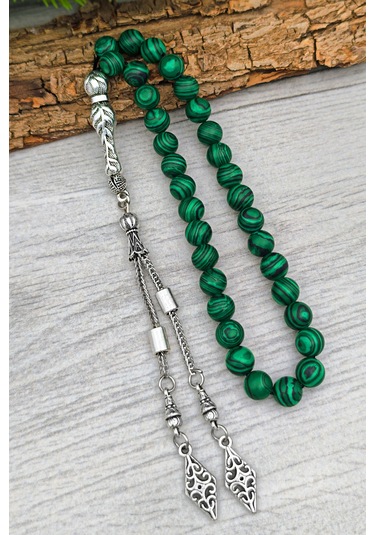 Erkek Sıkma Malahit Tesbih Ve Bileklik Set 8 Mm Bt043 Yeşil