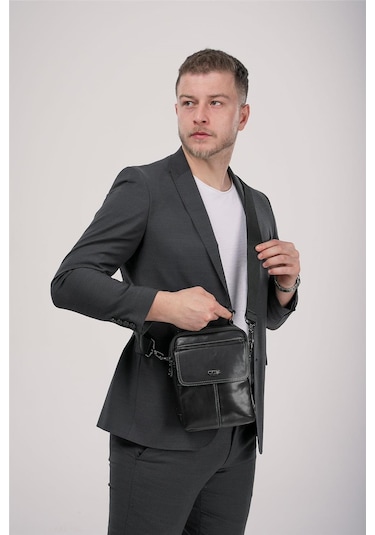 Ççs 31602 Hakiki Deri Askılı Çanta Siyah