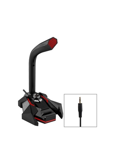 GK Masaüstü 3.5mm Kablolu Çift Kondenser Mikrofonu Kırmızı