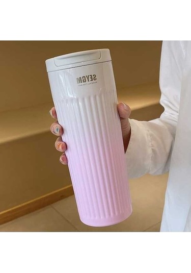 Didadodo 500 Ml Moda Paslanmaz Çelik Kahve Kupası Renk Değiştiren Tasarım Araba Termos Kupa Pembe Pembe Pembe