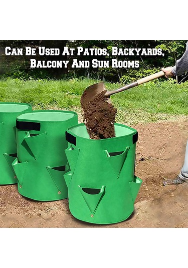 Qingmipy 3 Lü Felt Bitki Saksısı - Çayır Yeşili, 23x28cm, 18l/5 Galon, Çilek, Ot Ve Çiçekler İçin, Sıcak/soğuk Dayanıklı, Taşınabilir