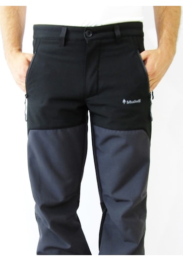Mudwill Erkek Kışlık Softshell Pantolon Gri - Siyah