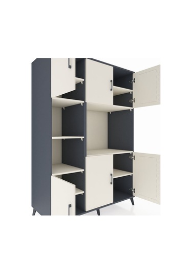 Kronos Dolap 9 Raflı 6 Kapaklı 132x59x195 Antrasit-aytaşı/aytaşı Antrasit