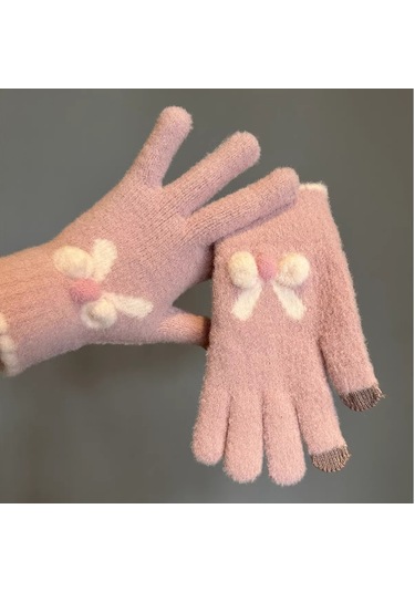 Kadın Soğuk Geçirmez Sevimli Eldiven Pembe