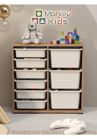 Beyza 9 Sepetli Çok Amaçlı Dolap Oyuncak Dolabı Çam Diğer