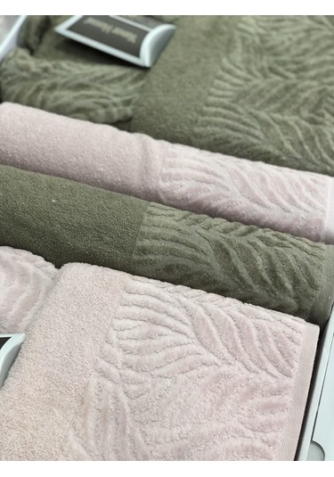 Royam Yanar Home Pamuklu Jakarlı 8 Parça Aile Bornoz Seti Takımı Bej