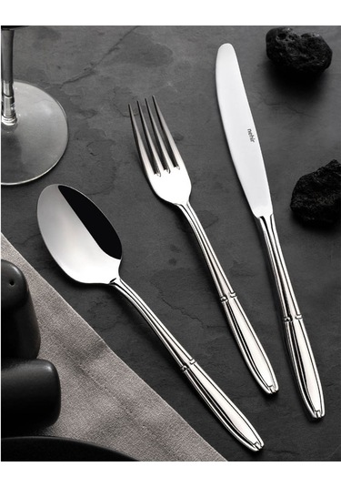 Nehir Buket Sade 36 Parça Kutulu Çatal Kaşık Bıçak Takımı Gümüş