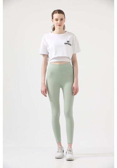 Kadın Fitilli Yüksek Bel Toparlayıcı Tayt Mint Kadın Fitilli Yüksek Bel Toparlayıcı Tayt Mint