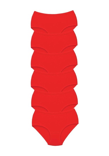 Biçomi 6 Adet Tutku Kadın Yüksek Bel Bato Kalın Lastik Külot Kırmızı Çok Renkli