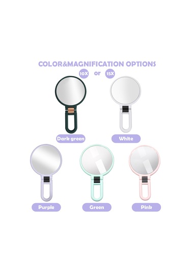 Lemestar 10x Büyütmeli Çift Taraflı Makyaj Aynası - Abs Malzeme, Katlanır, Taşınabilir, Masaüstü/çanta Uyumlu Mor El Aynası Mor