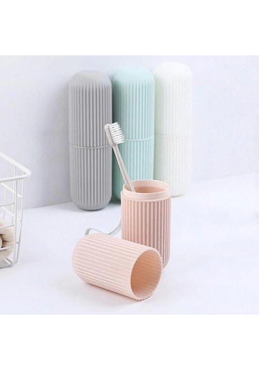 Seyahat Tipi Plastik Diş Fırçası Gözlük Kalem Fırça Erzak Saklama Kabı Düzenleme Kalemlik 4741 2 Adet Sarı