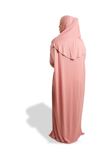 2 Parça Namaz Elbisesi Viskon Düz 2504 06 Pudra