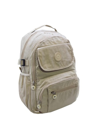 Baginn Kadın Sırt Çantası Çok Cepli Yağmur Geçirmez Hafif Kumaş Sırt Çantası Bordo Renk Krem