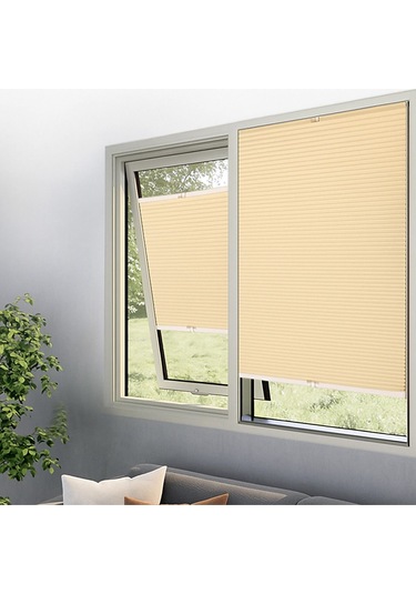 Perdema Kancalı/vidalı Honeycomb Plise %100 Karartma Cam Balkon Perdesi - Ofis Perdesi - Mutfak Perdesi Krem