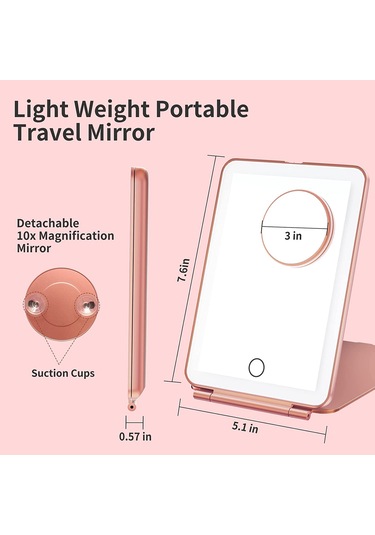 Vkemall Makyaj Aynası, 80 Led Işıklı Tuvalet Aynası, Kompakt Led Ayna, 3 Renkli Işıklı T