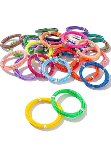 PLA Filament Seti – 10 Renk, 5 Metre x 10 Adet (Toplam 50 Metre) – 3D Kalem Uyumlu