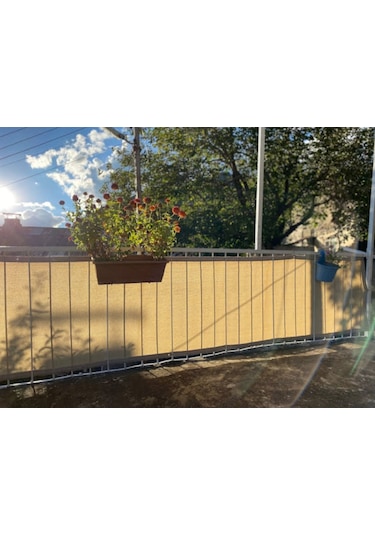 Morilu Çit Filesi - Gölgelik File - 95'Lik Şeritli Halkalı - Krem - Gölgelik Tente - Araba Güneşlik - Çit Örtüsü