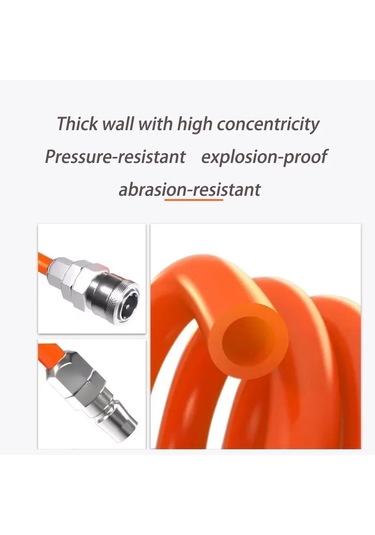 3/6/9/12/15m Pu Hava Kompresörü Hortumu Tüpü Yay Benzeri Hava Hortumu Esnek 6x4mm Transparent 6m-c Fitting