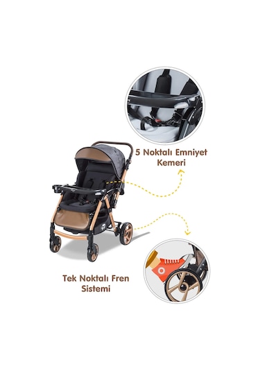 Babycare Combo Maxi Pro Çift Yönlü Bebek Arabası Gold
