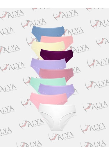 Alya Underwear Kadın Külot Basic Slip Renkli Pamuklu Iç Çamaşırı 10'lu Paket Multicolor-x32 Multicolor - X33