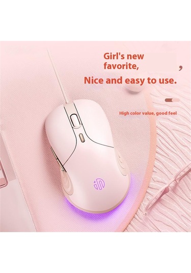 Inphıc B8 Usb Kablolu Fare Kızlar Kadınlar İçin 7200 Dpı 6 Anahtar Dilsiz Oyun Fare Dizüstü Bilgisayar İçin