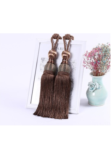 Tenfowee 2'li Set Zeytin Ağacından Yapılmış Pencere Perde Kemerleri - Zengin Dekoratif Tassel Ve Altın Renkli Top Tasarımı İle Ev Ofis Dekoru