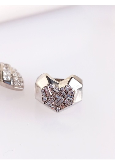 Baget Işıltılı Su Yolu Tasarım Kolye Küpe Yüzük Kadın Gümüş Set