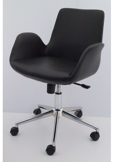 Hava Siyah Deri Ofis Çalışma Koltuğu