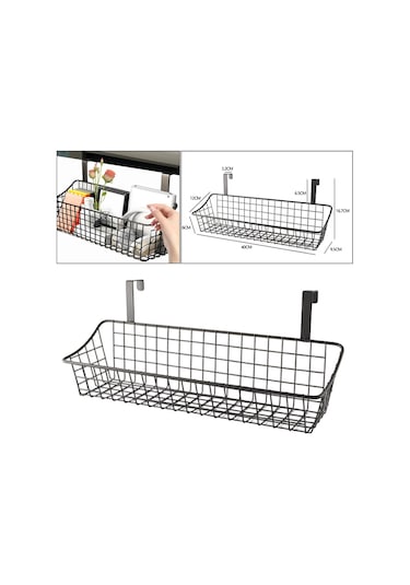Suntek Asılı Duvar Sepeti Metal Tel Organizatör 12x6x40cm Siyah