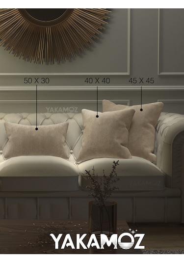 Br Yakamoz Kumsal Beji Kırlent , Yastık Kılıfı Kadife Görünümlü Velvet Touch Serisi Kumsal Beji