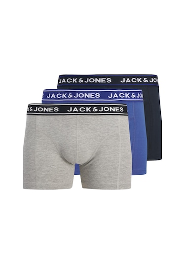 Jack & Jones Erkek Jacdanny Solıd Trunks 3 Pack Pamuklu Boxer Açık Mavi