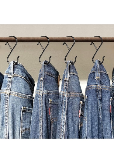 Vkemall 35 Adet 9 Cm S Şekilli Güvenlik Kanca Siyah - Çelik Yapı, İç/ Dış Mekan Kullanıma Uygun, Güvenli Asma Fonksiyonu