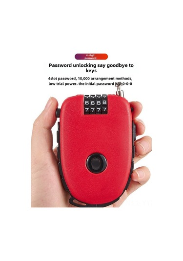 Geeksen Kask Kilit Elektrikli Bisiklet Motosiklet Gizli Kodlu Genişletilebilir Çelik Tel Anti Hırsızlık Korumalı Kırmızı, 4 Haneli, C32 Modeli