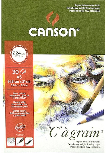 Canson Cagrain Yapışkanlı Eskiz Çizim Defteri 224gr.30 Yaprak.a5