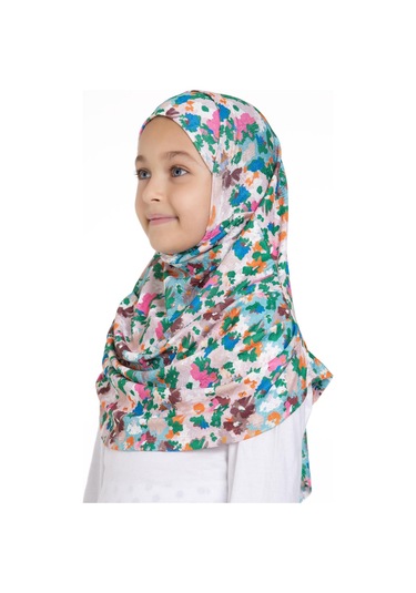 Zümrüt Pratik Hazır Geçmeli Genç Tesettür Bone Jakar Desenli Pileli Kendinden Boneli 2407 37 Zümrüt