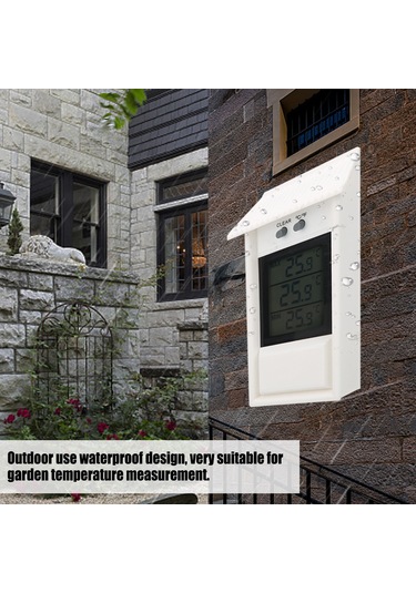 Xindoker Bahçe Ve Dış Mekanlar İçin Su Geçirmez Beyaz Dijital Termometre, Asma Kanca Ve Geniş Ölçüm Aralığı -20 C/+50 C İle Sıcaklık Ölçer