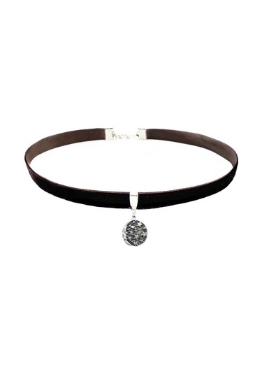 Kahverengi Kadife Galaksi Choker Mavi
