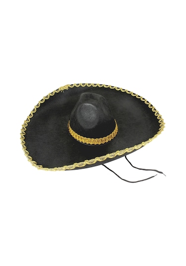 Sombrero Meksika Şapkası Mariachi Altın Şeritli Yetişkin Boy