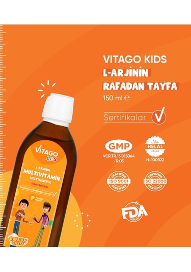 Vitago Kids-L-Arjinin Rafadan Tayfa Multivitamin Şurup 150 ML