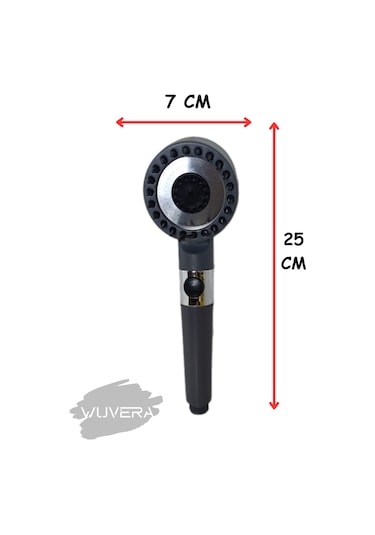 Wuvera Yeni Nesil Masajlı Duş Başlığı - 3 Fonksiyonlu Banyo Duş Başlığı Seti Gri