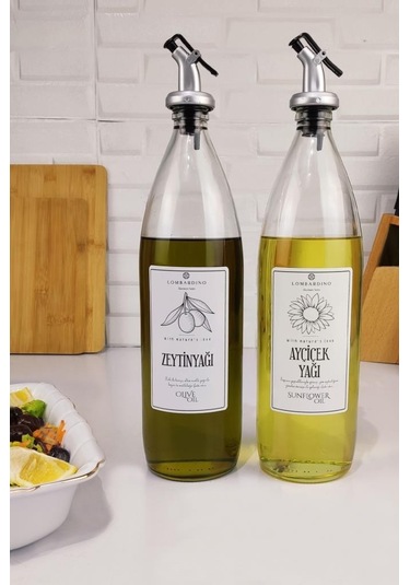 Lombardino Vetro 2'li Zeytinyağı Ve Sıvıyağ Şişesi Yağdanlık 1000 Ml Sh-003