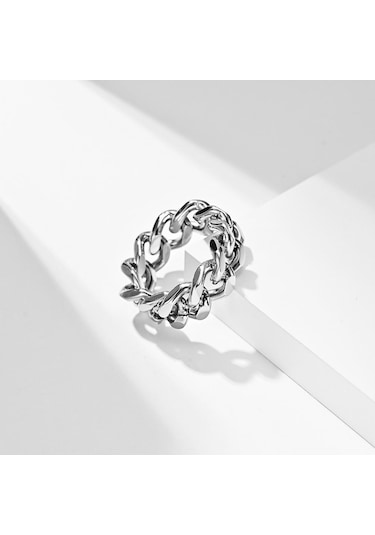 Siyah Basit Titanyum Çelik Zincir Yüzük Erkek Yüzük Hip-hop Giyim Kişilik Paslanmaz Çelik Takı Hediye 10